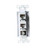 BUPLDET 2 Ethernet 1 Coax Wall Plate Insert - Dual