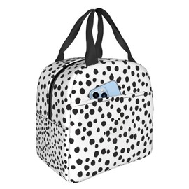 Algranben Polka Dots Lunch Box for Teens Boys Girls Women Insulated Black Dot Thermal Picnic Bag Washable Reusable for School Work Office