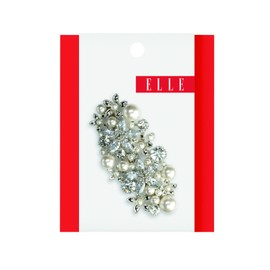 Elle Pearl & Rhinestone Barrette, Silver