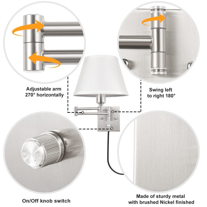 TRLIFE Wall Sconces Plug in, Remote Control Dimmable Wall Sconce