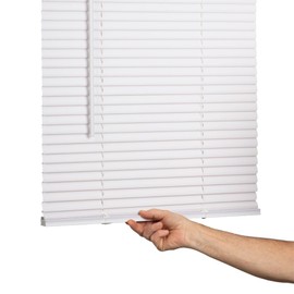 LOTUS & WINDOWARE Cordless Mini Blind, 1" Vinyl Slats, 70" Wide x 64" Long - White, Window Blinds for Home and Office, Interior Door Blinds - Light Filtering