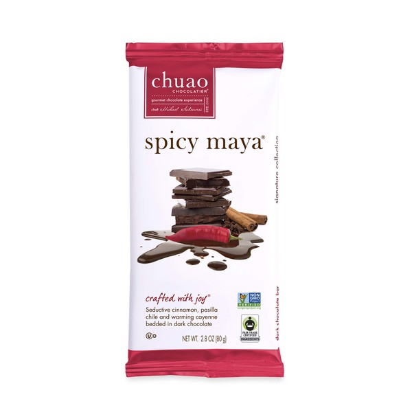 Chuao Chocolatier Spicy Maya Dark Chocolate Bars | Gourmet Chocolate Cinnamon Cayenne Artisan European No Preservatives | For Gift Baskets, Christmas, Valentines Day, Gifts for Women, Men, Birthday, Thank You, Care Package | 12 Pack
