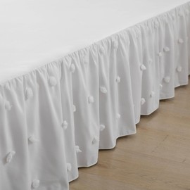 Tufted Bed Skirt Queen Size, Ruffled Bed Skirts with Split Corners, Queen Bed Skirt 16 Inch Drop Dust Ruffle with Platform, Boho, White, 16'' Queen