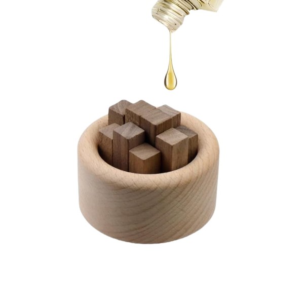 2Pcs Natural Beech Wood Aromatherapy Diffuser Set - Round Essential