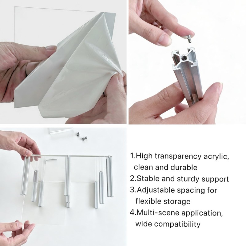 Open-Front Acrylic Desktop Display Case with Sturdy Aluminum Frame, Easy-Access