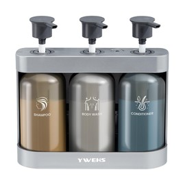 Shampoo and Conditioner Dispenser Shower Soap Dispenser 3 Chamber No Drill Shampoo Dispense for Shower Wall Mounted Shower Shampoo Dispenser 3 Chamber for Bathroom Hotel 3 * 13.37 fl.oz Sliver