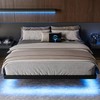 Feonase King Size Floating Bed Frame with Charging Station and