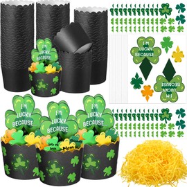 Hollowfly 24 Set St. Patrick's Day Crafts Kits Lucky Shamrock Craft Irish Party Supplies Green Color Shamrock Decorations Leprechaun Trap Supplies Spring Crafts for Holiday Gift Activity Decor