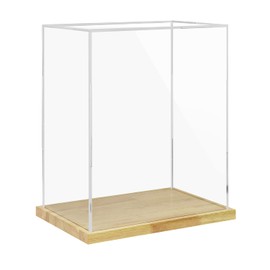 Clear Acrylic Display Case with Solid Wood Base for Trophy, Collectibles, Assemble Cube Display Box Stand Dust Proof Protection Showcase for Action Figures Toys - by BenchPro