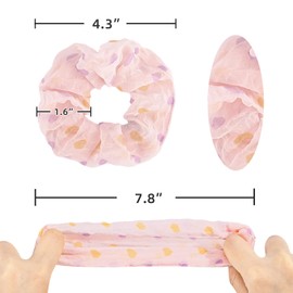 Yonchic 8-Piece Flower Print Scrunchies for Women Girls, No Damage Elastic Hair Ties, Bulk Ponytail Holder Hair Bands, Fashion Rubber Band Hair Accessories for Thin Thick Hair (Pink)