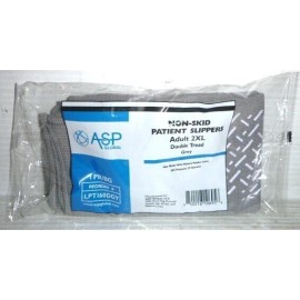 ASP 6 Pairs ASP Non-Skid Double Tread Patient Slipper Socks ADULT 2XL Grey 6 PACK