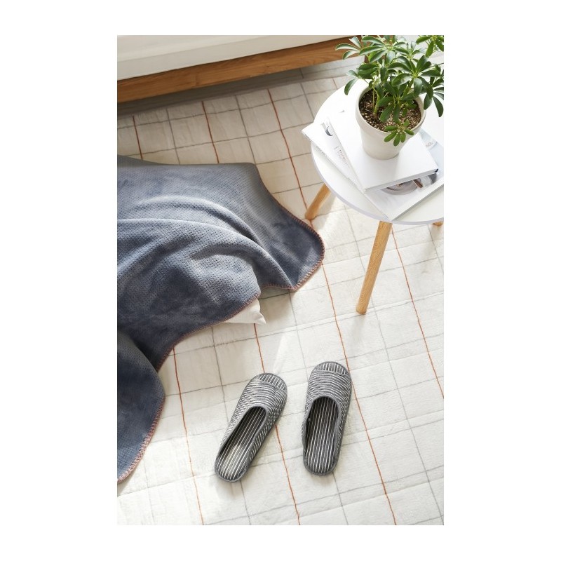 JAJU [JAJU] Quilted Simple Line Washable Living Room Slippers (Men's)