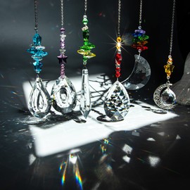H&D HYALINE & DORA 6PCS Suncatchers Crystal Chandelier Prism Hanging Ornament for Window Home Garden,Rainbow Maker Crystal Pendant