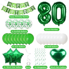 80 Balloons 80th Birthday Men Women Green 80 Years Birthday Man Decoration 80th Birthday Decoration Green Balloons 80th Birthday Man Woman Decoration Green 80 Years Decoration Party 80th Birthday