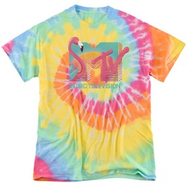 Popfunk Unisex Adult MTV Flamingo Sunset Tie Dye T-Shirt (Medium) Eternity