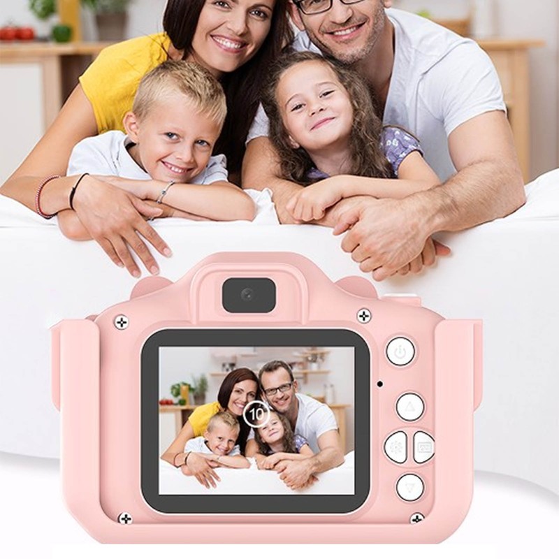 Kids Digital Camera with 32G Card Front Rear Lens 1080P