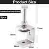 alwaiiz Pack of 8 C Clamps, Stainless Steel, Adjustable C