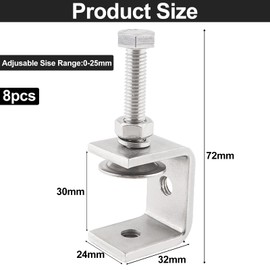 alwaiiz Pack of 8 C Clamps, Stainless Steel, Adjustable C Clamps, High Performance C Clamp for Woodworking, Welding, Car Repair