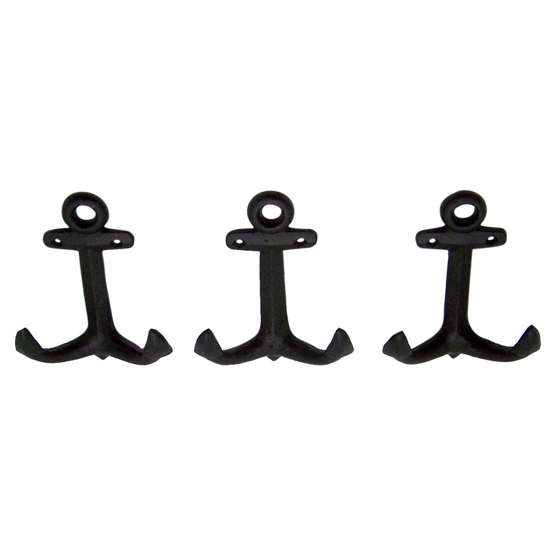 Wowser Nautical Cast Iron Ship Anchor Wall Hooks, 6 Inches,