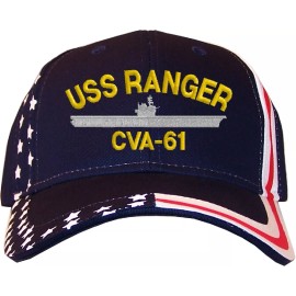 Otto USS Ranger CVA-61 Embroidered Baseball Cap Stars & Stripes Navy Hat