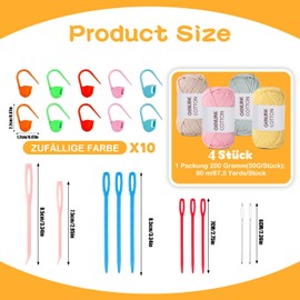 Maxee Crochet Yarn for Beginners, 200 g (50 g x 4 Colour), No Split Yarn, Thick Yarn Cotton for Crocheting, Crochet Amigurumi Wool, Chunky Cotton Yarn, Simple Knitting Yarn for Crochet, Knitting