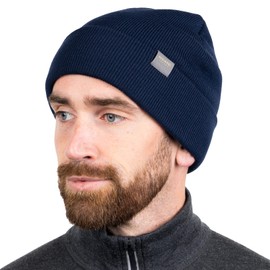 MERIWOOL Beanie for Men and Women - Merino Wool Blend Ribbed Knit Winter Hat Navy