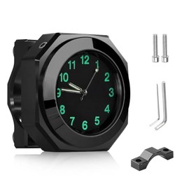 Motorcycle Handlebar Watch, Motorcycle Watch for Handlebars, Waterproof, Bicycle Watch for Handlebars, Aluminium Alloy Quartz Watch with Light Function, for Motorcycles, Bicycles and Electric