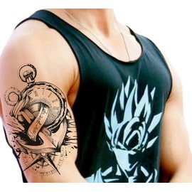 5 Pictures Anchor Tattoo Compass Clock Lettering Temporary Skin Tattoo