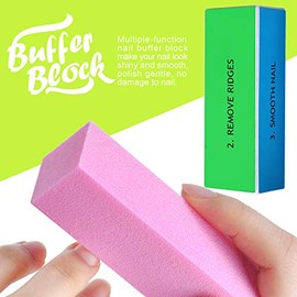 Kit de limas de uñas, 4 piezas de lima de uñas de doble cara y tampón rectangular, bloque de 7 vías, bloque de limas de uñas de 4 pasos, cepillo de uñ