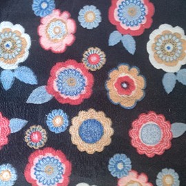 Double Sided Supersoft Cuddle Fleece Fabric Material Flowers Navy, 1Mtr 150cmx100cm