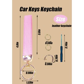 DYUYUJIA Car Keychain for Women Men,Cute Leather Lanyard Car Keys Keychain with D Ring（Short,Pink）