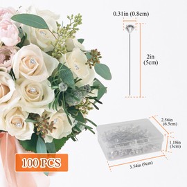 100 Pcs Bouquet Pins, Limso 2 Inch Corsage Boutonniere Pin, Corsage Pins Suitable for Bouquets, Handicrafts, Souvenirs, and DIY Crafts