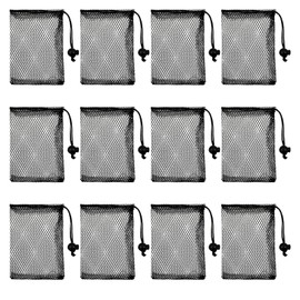 SynHHergyx 12 PCS Mesh Bags Drawstring Nylon Small Mesh Bags Portable Black Small Drawstring Bag Nylon Storage Meshs Travel Bag for Travel Stuff (6 X 4 Inch)