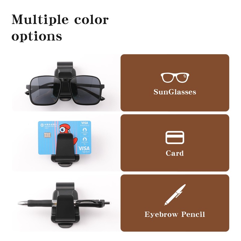 KAFANLIN 2 Pack Sunglass Holder for Car Visor Clip Eyeglass