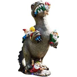 Dinosaur Eating Gnomes Garden Ornament, Funny Lifelike Animal Statue,Best Art Decor for Indoor Outdoor Home Office