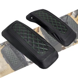 HCmotorku Saddlebag Lid Covers Hard Saddle Bags Lid Bra Covers Fit For Harley Touring Street Glide CVO Road King Electra Glide Ultra Limited Road King Special 2014-2025 (Green Stitching)