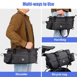 QYCHHJ Bike Rack Bag 7-10L Wide Mouth Bike Trunk Rear Bag Waterproof Bicycle Saddle Panniers Bags with Shoulder Strap, Bike Saddle Bags for Rear Rack Pannier Accessories Storage Bags