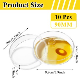 MIVIDE Pack of 10 Glass Petri Dishes with Lid, 90 x 20 mm High Borosilicate Glass, Petri Dishes, Sterilised Petri Dish, Transparent for Schools and Laboratory Culture, Bacterial Yeast