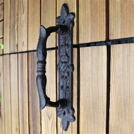Antique Metal Door Handle Heavy Duty Retro Hammered Black Solid Cast Iron Sliding Door Handrail Handle Grab Bar Hardware Rustic Design for Wooden Doors