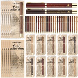Feifeiya 50 Sets Christian Gifts Bulk Religious Pens and Emergency Numbers Scripture Bookmarks Gospel Tracts Bible Verse Pens Christian Bookmarks for Church Gifts Prizes Women Christmas Supplies