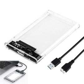 2.5 Inch Hard Drive Enclosure, USB 3.0 to SATA III Tool-Free Transparent External Hard Drive Enclosure with UASP Support,Clear External Hard Drive Case with LED Indicator for 7mm/9.5mm 2.5" HDD & SSD