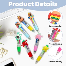 13 PCS Multicoloured Pens, Novelty Multi Coloured Pens All in One, 4-Color Cute Pen Set, Fun Cartoon Mini Retractable Ballpoint Pen, Party Bag Fillers Office Classroom School Supplies Students Gift
