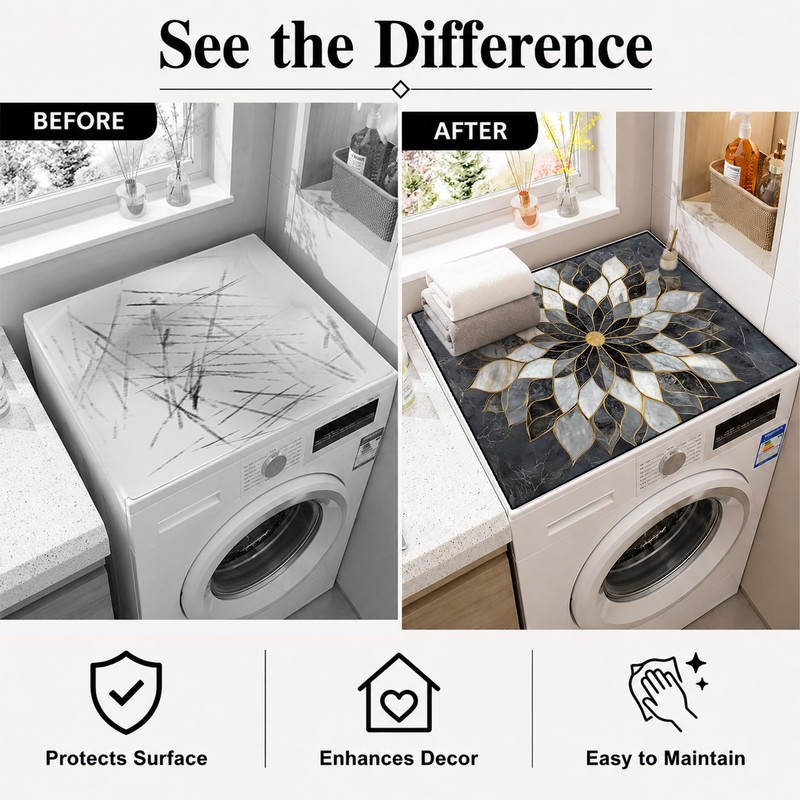 AOHMPT Washer Dryer Dust Cover Mat for Top：Non-slip Dryer Top
