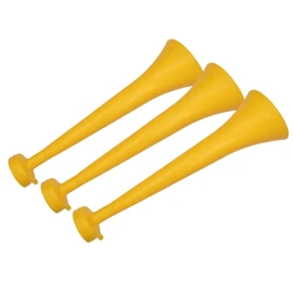 FUN FAN LINE - Pack of 3 Resistant Plastic Vuvuzelas | Cheering Trumpets for Football, Sporting Events, and Parties | Extreme Noise Horn 120 DB | Party Favors for Fans (Yellow)