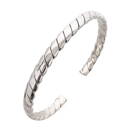 Treasure Bay Mens Heavy 925 Sterling Silver Bangle Bracelet, Rope Silver Bangle for Men