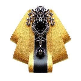 MOHSILY Bow Ties for Men Wedding Suit Banquet Dress Fashion Silk Solid Pre-Tied Crystal Brooch Pins Bow tie