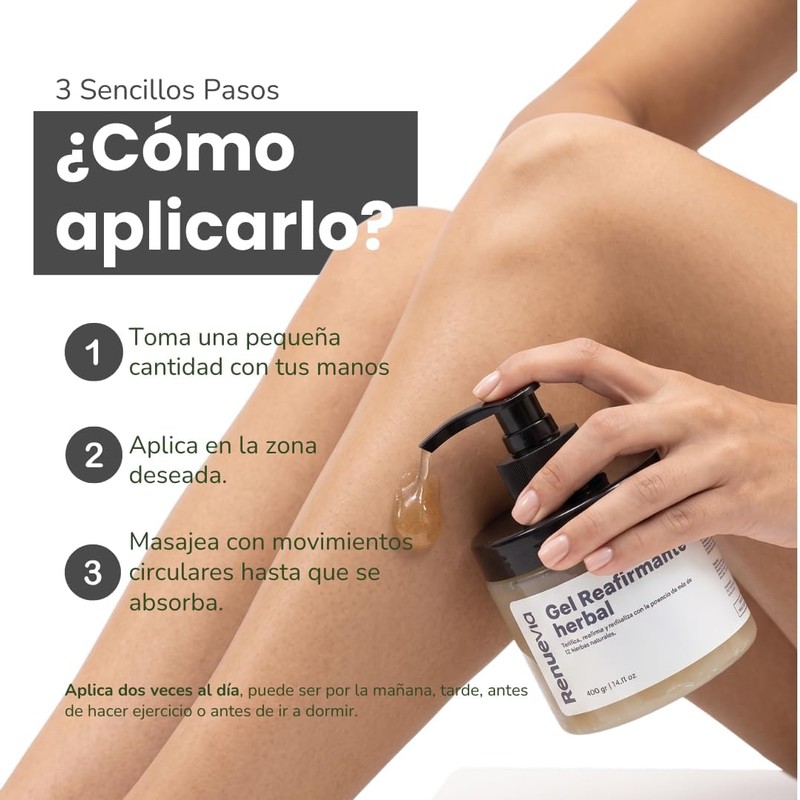Gel Reafirmante Herbal, 400 g, Fórmula Natural con Mentol y