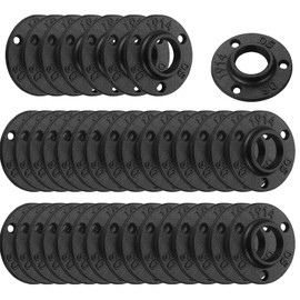 Home TZH 1" Antirust Black Floor Flange, 40 Pack Malleable iron Pipe Fittings for Industrial vintage style, Flanges with Threaded Hole for DIY Project/Furniture/Shelving Decoration (40, 1")