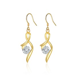 Earrings Silver 925 Gold Hanging 5A Cubic Zirconia Silver Earrings Gold-Plated Hanging Earrings for Women Gifts Women Jewellery, 925 sterling silver, gold