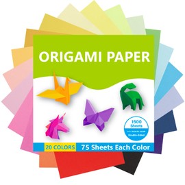 Umikk 1500 Sheets Origami Paper 6x6 inch Square, 20 Vivid Colors Origami Kit for Kids Ages 8-12, Double Sided Same Color Origami Papers Bulk for School, Arts and Crafts Projects